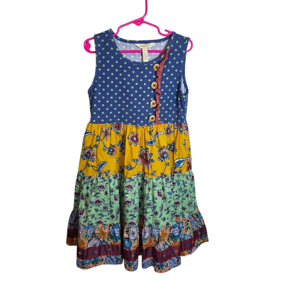 Matilda Jane Girls Size 8 Patchwork Floral Twirl Dress Boutique Sleeveless